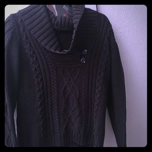 Shawl Collar Fisherman Cable Knit Sweater